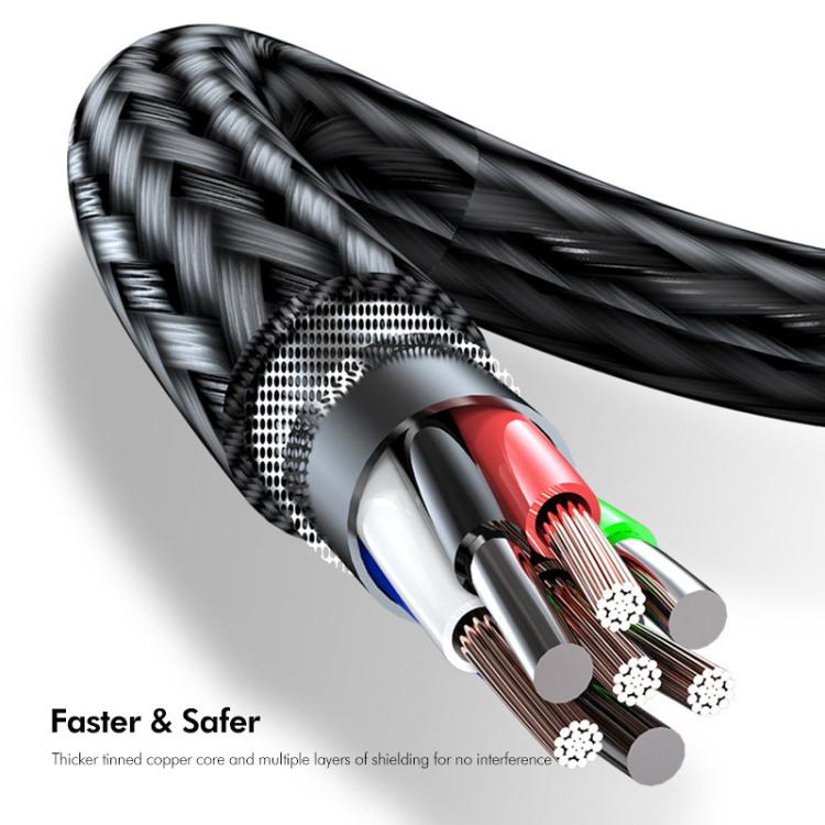 كابل شحن سريع ENKAY 3 في 1 بقوة 120 واط USB إلى 8 دبابيس / Type-C / Micro USB مضفر من النايلون، الطول: 1.2 متر، ENK-CB184