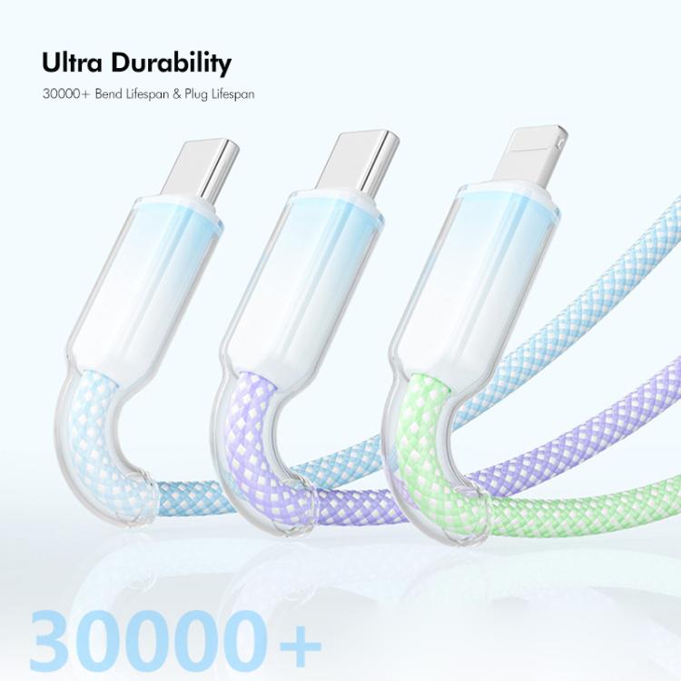 كابل شحن سريع ENKAY 120 واط USB إلى Type-C مزدوج و8 دبابيس مضفر من النايلون، الطول: 1.2 متر، ENK-CB185