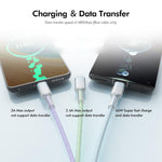 كابل شحن سريع ENKAY 120 واط USB إلى Type-C مزدوج و8 دبابيس مضفر من النايلون، الطول: 1.2 متر، ENK-CB185