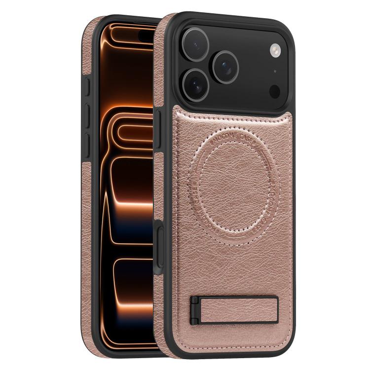 غطاء هاتف ماجسيف PU متعدد الوظائف مع حامل، لهواتف iPhone 17 Pro Max، iPhone 17 Pro، iPhone 17، iPhone Air