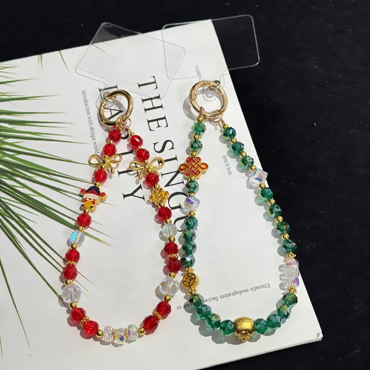 Fortune Crystal Auspicious Water Crystal Necklace, Red, Green