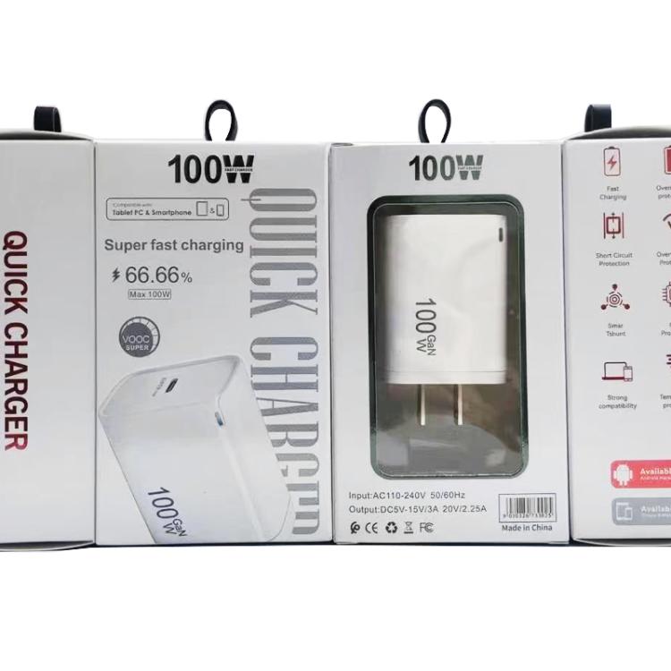 شاحن TE-PD46 GaN بقوة 100 واط PD و45 واط متوافق بالكامل مع كابل بيانات Type-C إلى Type-C، قابس أمريكي