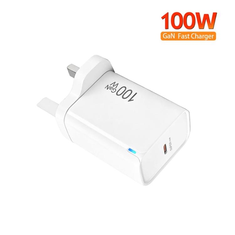 شاحن TE-PD46 GaN بقوة 100 واط PD و45 واط متوافق بالكامل مع كابل بيانات Type-C إلى Type-C، قابس بريطاني