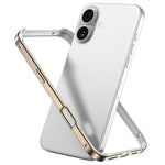 غطاء إطار هاتف مبرد مقاوم للصدمات بأربع زوايا من السيليكون الهجين المعدني، لهواتف iPhone 16 Pro Max، iPhone 16 Pro، iPhone 16 Plus، iPhone 16