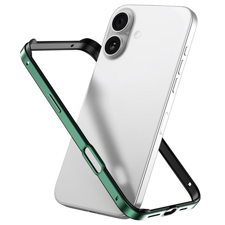 غطاء إطار هاتف مبرد مقاوم للصدمات بأربع زوايا من السيليكون الهجين المعدني، لهواتف iPhone 16 Pro Max، iPhone 16 Pro، iPhone 16 Plus، iPhone 16