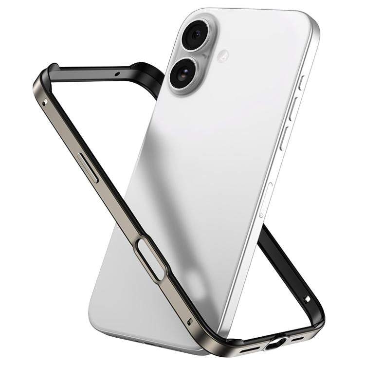 غطاء إطار هاتف مبرد مقاوم للصدمات بأربع زوايا من السيليكون الهجين المعدني، لهواتف iPhone 16 Pro Max، iPhone 16 Pro، iPhone 16 Plus، iPhone 16