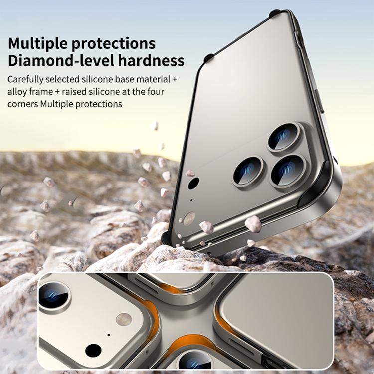 غطاء إطار هاتف مبرد مقاوم للصدمات بأربع زوايا من السيليكون الهجين المعدني، لهواتف iPhone 17 Pro Max، iPhone 17 Pro، iPhone 17، iPhone Air