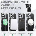غطاء هاتف مغناطيسي مع حامل دوار 360 مطلي بالكهرباء بنسيج Suteni G6 Crazy Horse، لأجهزة iPhone 13 Pro Max، iPhone 13 Pro