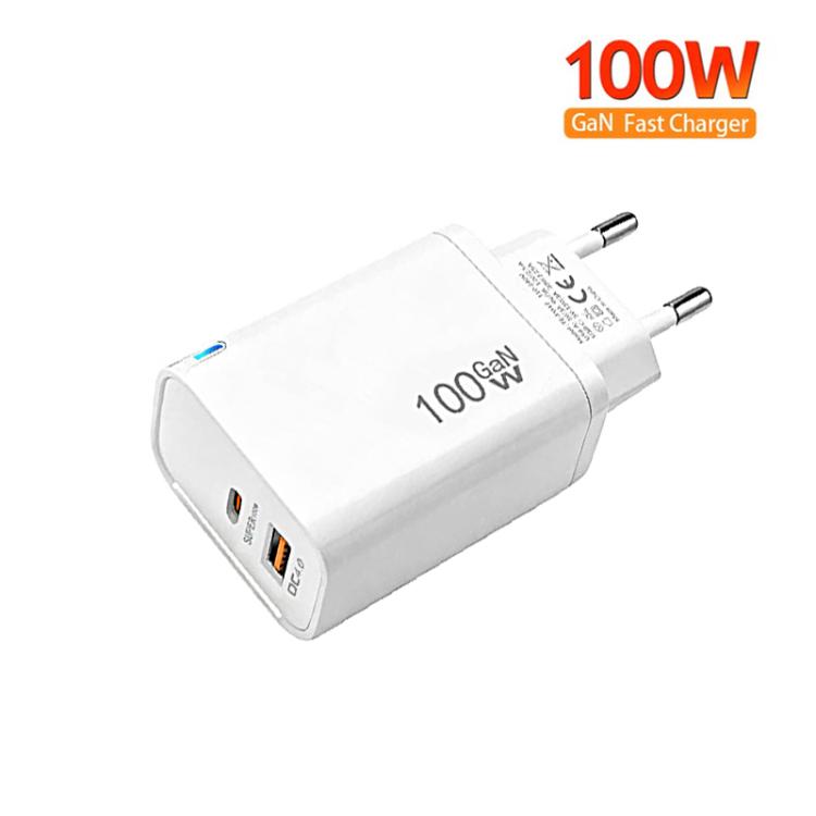 PD47 100W GaN PD Type-C, QC3.0 USB Fully Compatible Protocol Charger, EU Plug, EU Plug