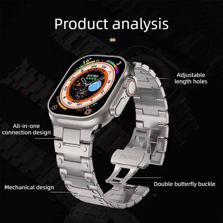 سوار ساعة معدني بمشبك فراشة بأسلوب ميكانيكي، لساعة آبل 46مم / 49مم / 45مم / 44مم، لساعة آبل 42مم / 41مم / 40مم / 38مم