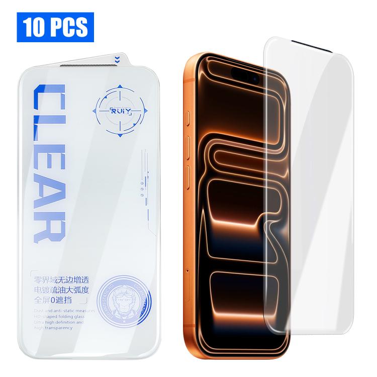 10pcs 3D Curved Edge Zero-Border Borderless HD Tempered Glass Film, For iPhone 17 Pro Max, For iPhone 17 Pro, For iPhone 17, For iPhone Air, For iPhone 16 Pro Max, For iPhone 16 Pro, For iPhone 16 Plus, For iPhone 16, For iPhone 15 Pro Max