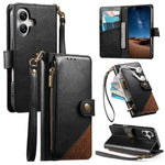 غطاء هاتف محفظة بسحاب من الجلد النباتي مع حزام، لهواتف iPhone 17 Pro Max، iPhone 17 Pro، iPhone 17، iPhone Air، iPhone 16 Pro Max، iPhone 16 Pro، iPhone 16 Plus، iPhone 16
