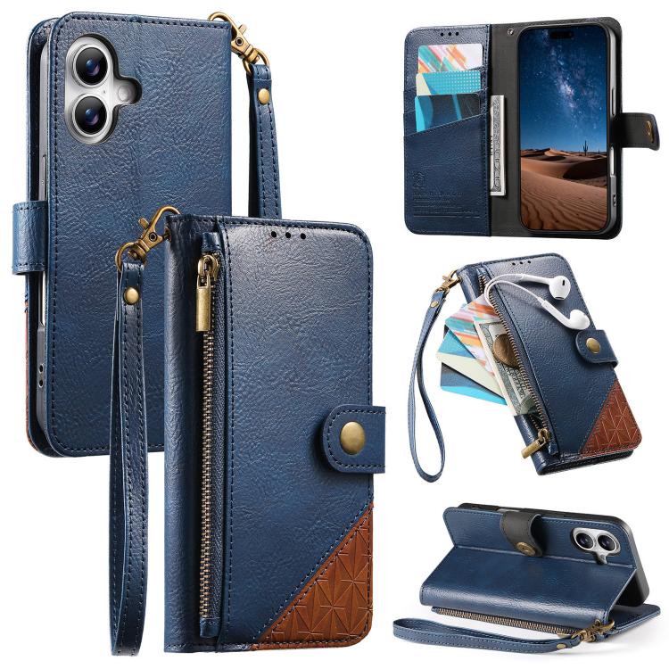 غطاء هاتف محفظة بسحاب من الجلد النباتي مع حزام، لهواتف iPhone 17 Pro Max، iPhone 17 Pro، iPhone 17، iPhone Air، iPhone 16 Pro Max، iPhone 16 Pro، iPhone 16 Plus، iPhone 16