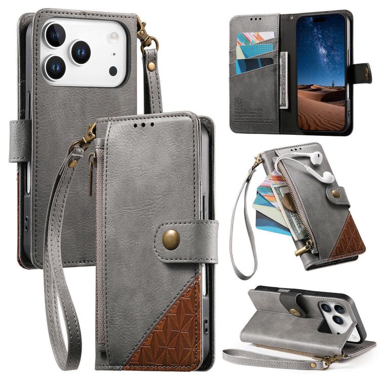 غطاء هاتف محفظة بسحاب من الجلد النباتي مع حزام، لهواتف iPhone 17 Pro Max، iPhone 17 Pro، iPhone 17، iPhone Air، iPhone 16 Pro Max، iPhone 16 Pro، iPhone 16 Plus، iPhone 16