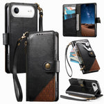 غطاء هاتف محفظة بسحاب من الجلد النباتي مع حزام، لهواتف iPhone 17 Pro Max، iPhone 17 Pro، iPhone 17، iPhone Air، iPhone 16 Pro Max، iPhone 16 Pro، iPhone 16 Plus، iPhone 16
