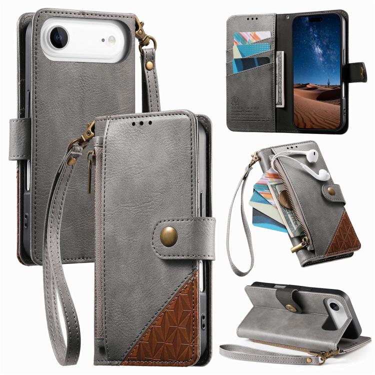 غطاء هاتف محفظة بسحاب من الجلد النباتي مع حزام، لهواتف iPhone 17 Pro Max، iPhone 17 Pro، iPhone 17، iPhone Air، iPhone 16 Pro Max، iPhone 16 Pro، iPhone 16 Plus، iPhone 16