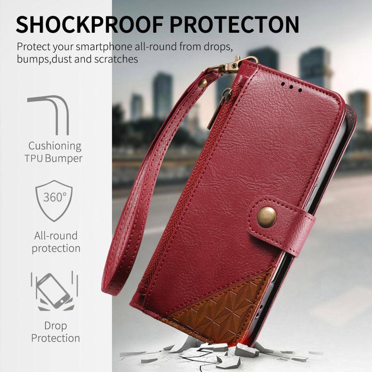 غطاء هاتف محفظة بسحاب من الجلد النباتي مع حزام، لهواتف iPhone 15 Pro Max، iPhone 15 Pro، iPhone 15 Plus، iPhone 15