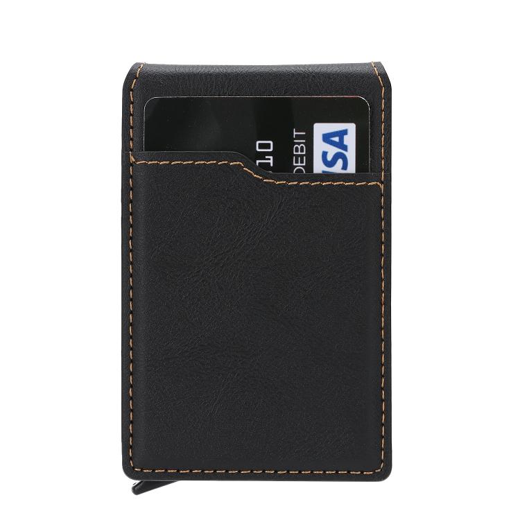 Magnetic Alloy Ring Vegan Leather Card Bag
