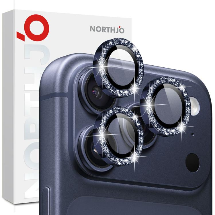 مجموعة واحدة من فيلم حماية عدسة الكاميرا بحلقة معدنية لامعة من NORTHJO، لهواتف iPhone 17 Pro / 17 Pro Max