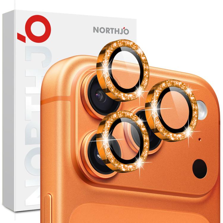 مجموعة واحدة من فيلم حماية عدسة الكاميرا بحلقة معدنية لامعة من NORTHJO، لهواتف iPhone 17 Pro / 17 Pro Max