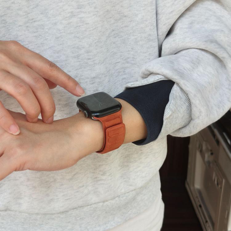 سوار ساعة من الجلد المدبوغ المغناطيسي مربع الشكل، لساعة آبل 46 مم / 49 مم / 45 مم / 44 مم، لساعة آبل 42 مم / 41 مم / 40 مم / 38 مم