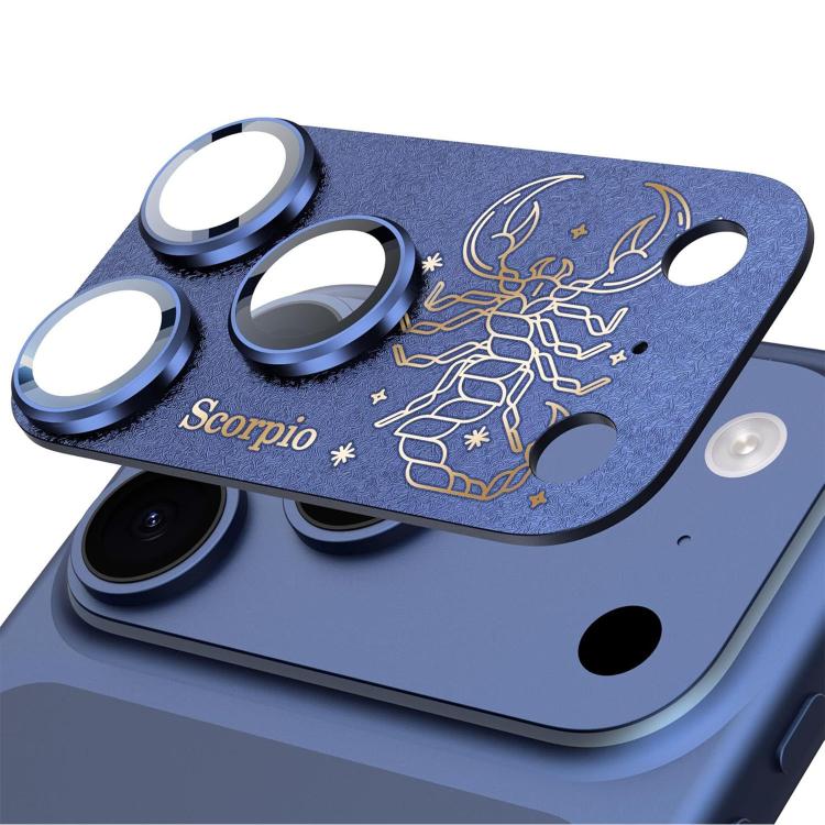 لآيفون 17 برو ماكس فيلم عدسة كاميرا معدني غير لامع مدمج بغطاء كامل لدرع الأبراج الاثني عشر، الحمل، العذراء، الثور، السرطان، الجدي، القوس، الأسد، الحوت، الجوزاء، الدلو، الميزان، العقرب
