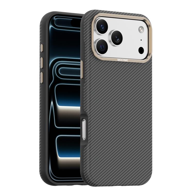 غطاء هاتف مقاوم للصدمات مغناطيسي بنسيج ألياف الكيفلار والكربون من Mocome، لهاتف iPhone 17 Pro Max