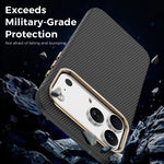 غطاء هاتف مقاوم للصدمات مغناطيسي بنسيج ألياف الكيفلار والكربون من Mocome، لهاتف iPhone 17 Pro Max