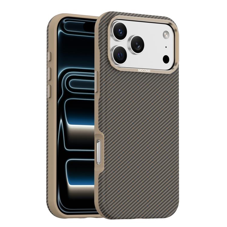 غطاء هاتف مقاوم للصدمات مغناطيسي بنسيج ألياف الكيفلار والكربون من Mocome، لهاتف iPhone 17 Pro Max