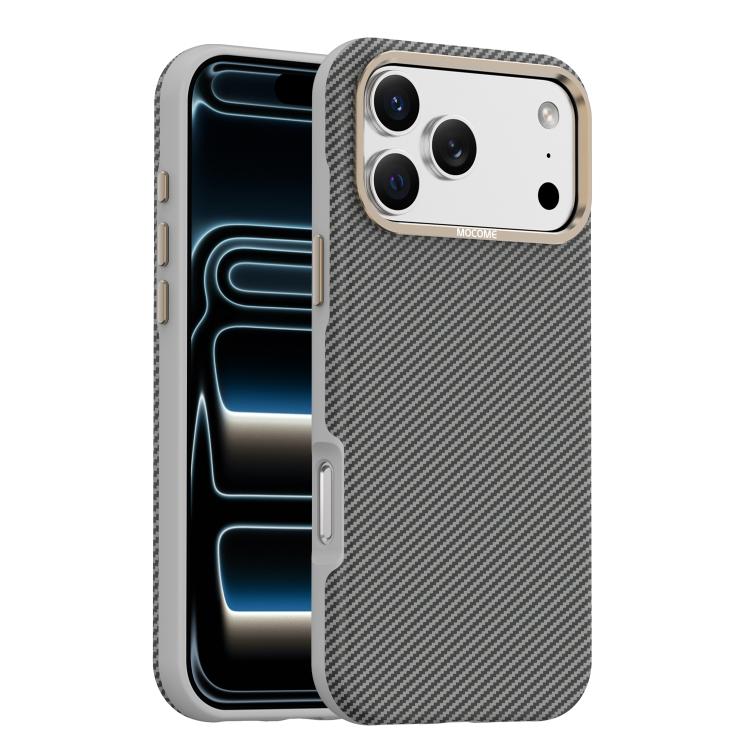 غطاء هاتف مقاوم للصدمات مغناطيسي بنسيج ألياف الكيفلار والكربون من Mocome، لهاتف iPhone 17 Pro Max