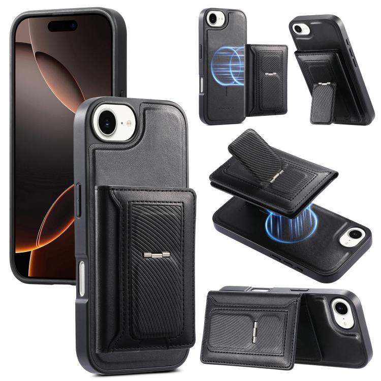 CaseNeo Retro Hinge Folding Wallet Magnetic Back Phone Case, For iPhone 17e / 16e, For iPhone 17 Pro Max, For iPhone 17 Pro, For iPhone 17, For iPhone Air, For iPhone 16 Pro Max, For iPhone 16 Pro, For iPhone 16 Plus, For iPhone 16, For iPhone 15 Pro M...
