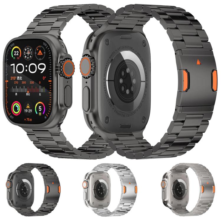 سوار ساعة من سبيكة التيتانيوم بثلاث خرزات وقفل مغناطيسي لساعات Apple Watch بمقاسات 46 مم / 49 مم / 45 مم / 44 مم، لساعات Apple Watch بمقاسات 42 مم / 41 مم / 40 مم / 38 مم