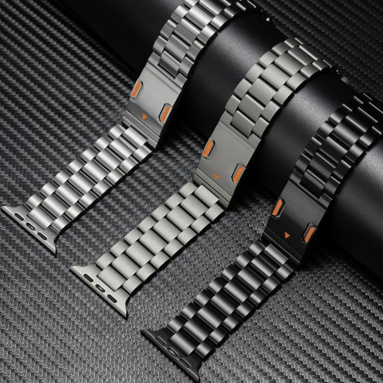 سوار ساعة من سبيكة التيتانيوم بثلاث خرزات وقفل مغناطيسي لساعات Apple Watch بمقاسات 46 مم / 49 مم / 45 مم / 44 مم، لساعات Apple Watch بمقاسات 42 مم / 41 مم / 40 مم / 38 مم