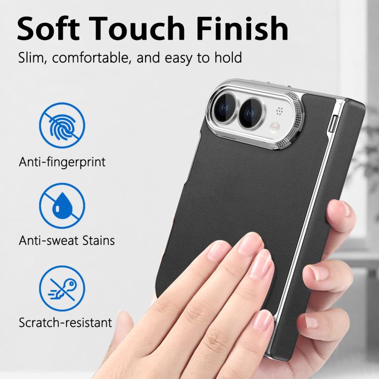 Retro Solid Color Leather-textured Dual-Hinge Magnetic Phone Case, For iPhone Duo