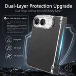 Retro Solid Color Leather-textured Dual-Hinge Magnetic Phone Case, For iPhone Duo