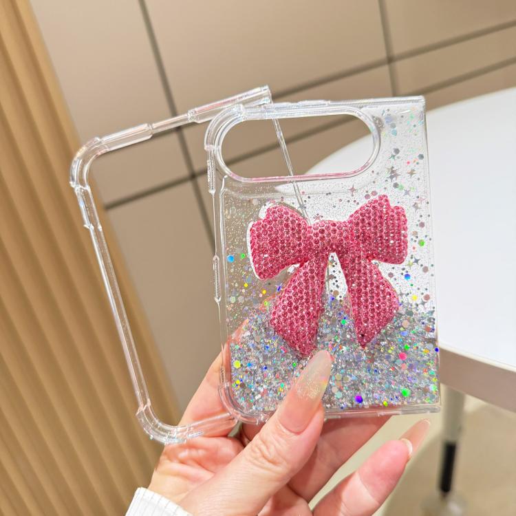 Gradient Glitter Rhinestone Bow Phone Case, For iPhone Duo