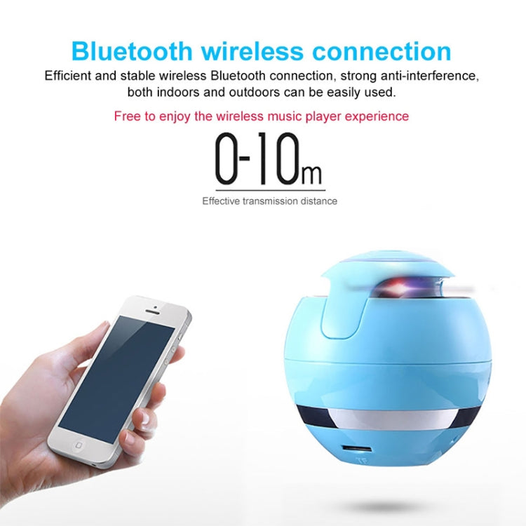 مكبر صوت كروي T&G A18 مع ضوء LED مكبر صوت محمول لاسلكي صغير موسيقى محمولة MP3 مضخم صوت يدعم TF، أسود، أزرق، وردي، أبيض