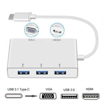 محول موزع USB C إلى HDMI وVGA وUSB 5 في 1 USB 3.1 للابتوب لماك بوك، كروم بوك بيكسل، هواوي ميت بوك، HDMI+VGA+3xUSB3.0 إلى Type-C