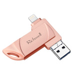 ذاكرة فلاش Richwell DXZ66 بسعة 16 جيجابايت 3 في 1 Micro USB + 8 Pin + USB 3.0 متوافقة مع iPhone و IOS