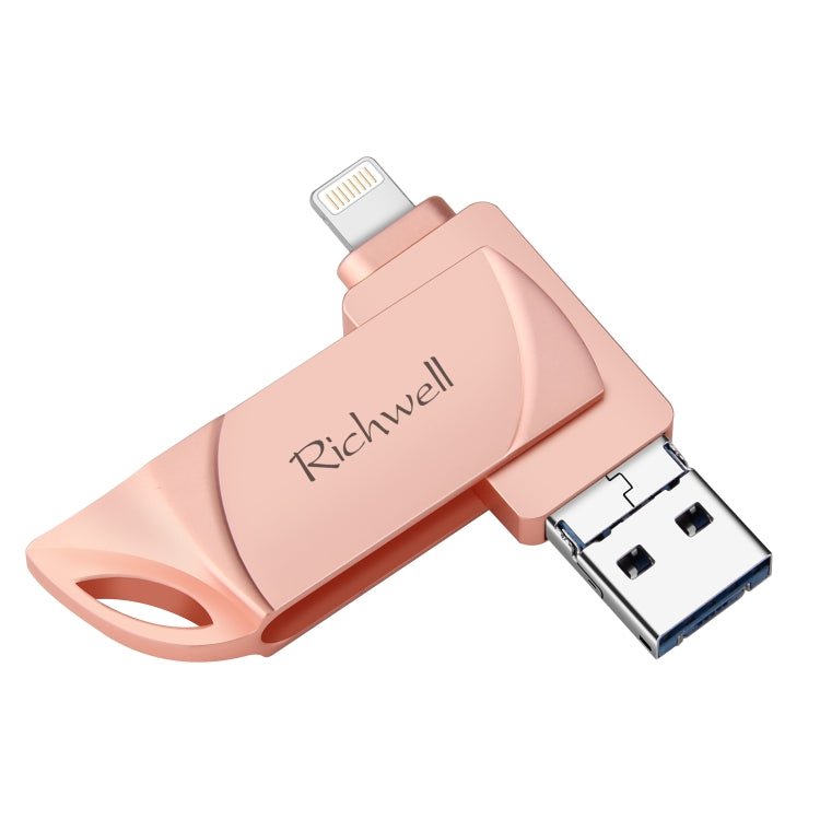 ذاكرة فلاش Richwell DXZ66 بسعة 16 جيجابايت 3 في 1 Micro USB + 8 Pin + USB 3.0 متوافقة مع iPhone و IOS