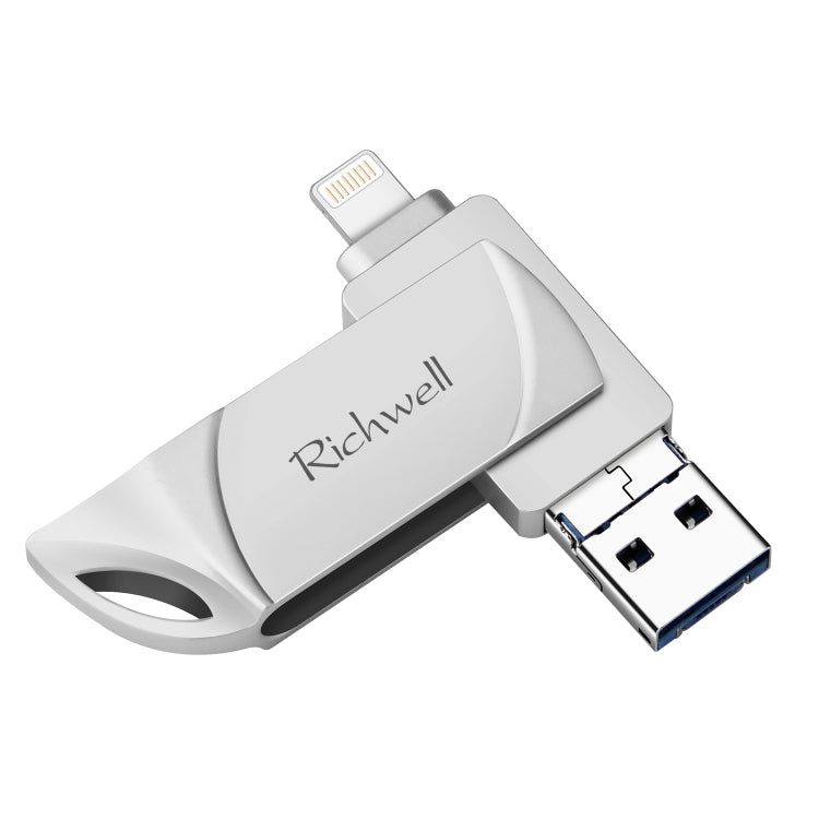 ذاكرة فلاش Richwell DXZ66 بسعة 16 جيجابايت 3 في 1 Micro USB + 8 Pin + USB 3.0 متوافقة مع iPhone و IOS