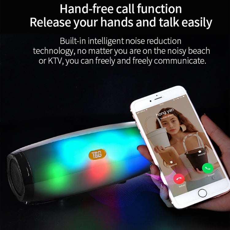مكبر صوت محمول T&G TG165 بقوة 5W*2 مع ضوء LED راقص وامض، MP3 AUX USB راديو FM ستيريو مضخم صوت