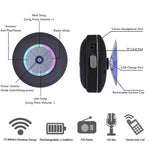مكبر صوت بلوتوث لاسلكي BTS-08 مقاوم للماء مع LED راديو FM مضخم صوت عمود بلوتوث بطاقة TF مكبر صوت دش صغير مع كوب شفط