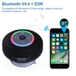 مكبر صوت بلوتوث لاسلكي BTS-08 مقاوم للماء مع LED راديو FM مضخم صوت عمود بلوتوث بطاقة TF مكبر صوت دش صغير مع كوب شفط
