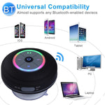 مكبر صوت بلوتوث لاسلكي BTS-08 مقاوم للماء مع LED راديو FM مضخم صوت عمود بلوتوث بطاقة TF مكبر صوت دش صغير مع كوب شفط
