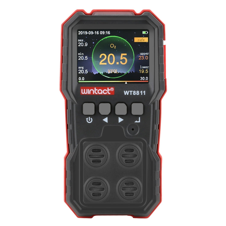 جهاز مراقبة الغازات المركبة WINTACT WT8811 شاشة LCD قابل لإعادة الشحن متعدد الوظائف 4 في 1 حساس غازات قابلة للاشتعال O2 H2S CO إنذار صوتي وضوئي واهتزازي