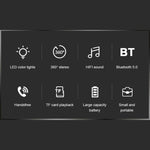 مكبر صوت بلوتوث C7 5.0 شفاف مع ضوء LED مضخم صوت TWS ستيريو محيطي 6D عالي الدقة صوت بارد، C7