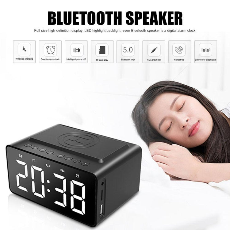 مكبر صوت بلوتوث AEC BT508 مع شحن لاسلكي، ساعة منبه LED، وبنك طاقة، ثلاثي الوظائف في جهاز واحد