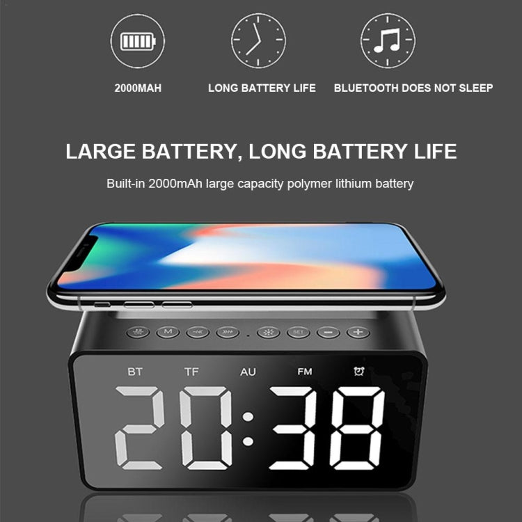 مكبر صوت بلوتوث AEC BT508 مع شحن لاسلكي، ساعة منبه LED، وبنك طاقة، ثلاثي الوظائف في جهاز واحد