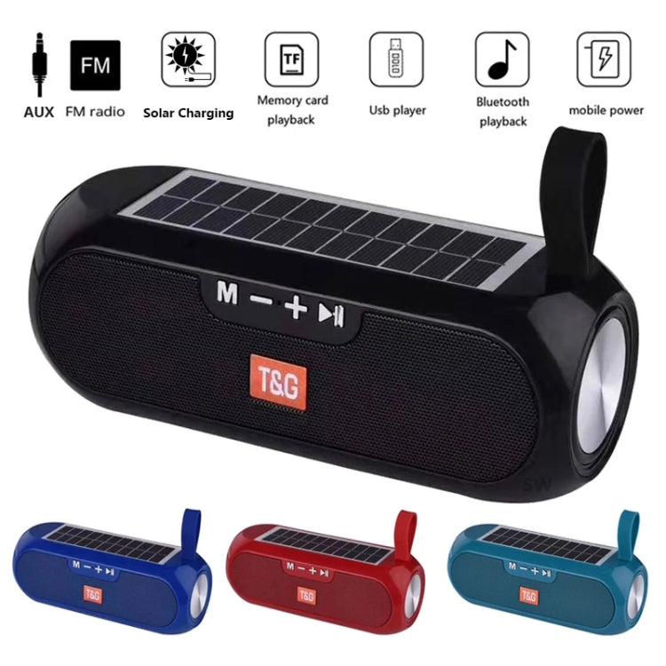 صندوق موسيقى ستيريو لاسلكي عمودي محمول T&G TG182 يعمل بالطاقة الشمسية مقاوم للماء مع USB و AUX وراديو FM وباس فائق